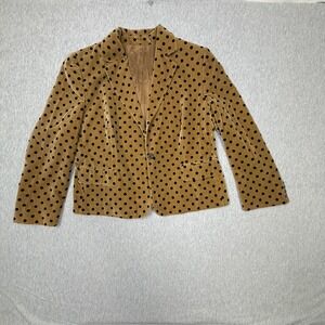 Beymen Tan Velvet Polka Dot Blazer Jacket Size 4 Made in Turkey 3633045BP004
